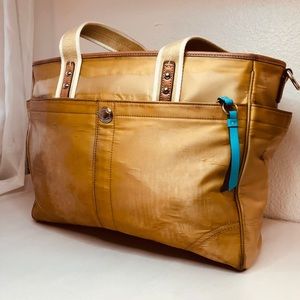 COACH Hampton Gold Sateen XLarge Diaper Bag/Tote #F13331